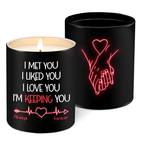 PRICES MAY VARY. COUPLES CANDLE GIFTS - Looking for an I love you gift for her, him? Check out this "I Keep You Candle"! This romantic gift for boyfriend, girlfriend is the anniversary couple gift, long distance relationship gift. It also makes a gift for husband and wife, a date night gift idea. ANNIVERSARY GIFTS FOR COUPLES - Spread your love with this romantic anniversary gift. Its heartfelt message is sure to make them feel loved and also a date night gift for couples on their anniversary. S Valentines Day Gifts For Girlfriend, Couple Valentines Day, Romantic Gifts For Boyfriend, Romantic Gifts For Wife, Date Night Gifts, Romantic Anniversary Gifts, Lavender Scented Candle, Gifts For Couples, Gifts For My Girlfriend