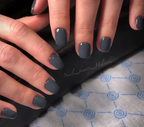 Shadow is a dark cool charcoal grey. Award Winning Gel Polish! This incredible 100% pure colored gel is created by Akzentz amazing team of chemists to be completely solvent free, long lasting and easily applied! This unique formula provides numerous benefits: Easy Application - The product is not runny so it stays where you apply it. Odor Free - Absolutely NO smell. Does not smell like nail polish, since it is polish free. Flexibility and Strength - Typical gel polish made with polish in it will Charcoal Grey Nails, Dark Grey Nail Ideas, Nail Color Blue, Dark Grey Nails, Grey Gel Nails, Blue Nail Color, Dark Cool, Marble Nail Designs, Plain Nails