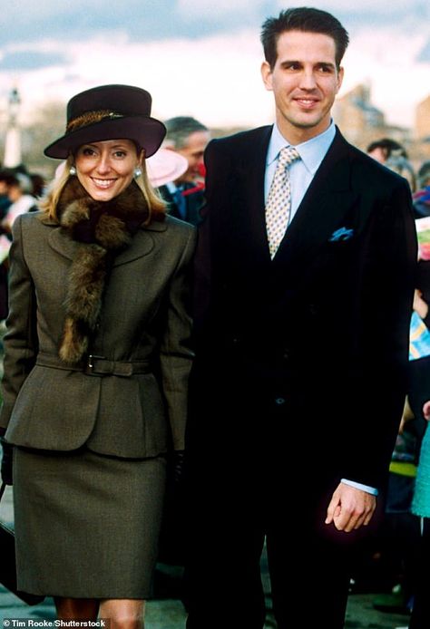 Before Marie-Chantal (pictured with husband Prince Pavlos in 1997) married into Greece's royal family, the London-born blonde worked for Andy Warhol 2000s Paris Hilton, Jenny Shimizu, Samantha Thavasa, Marie Chantal Of Greece, Greek Royal Family, Marie Chantal, Nicky Hilton, Baby Phat, Linda Evangelista