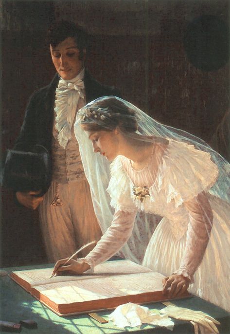 Edmund Blair Leighton, Victorian Paintings, Wedding Painting, Rennaissance Art, Historical Painting, Wedding Register, Classic Paintings, Victorian Art, Historical Art