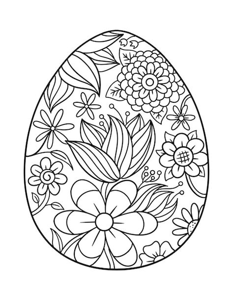 Patterned easter egg coloring page | Premium Vector #Freepik #vector #easter-egg #happy-easter #coloring-pages #easter-coloring-page Easter Mandala Coloring Pages, Easter Adult Coloring Pages, Easter Zentangle, Easter Mandala, Easter Coloring Pages Printable, Flower Relief, Easter Egg Coloring, Egg Coloring Page, Egg Coloring