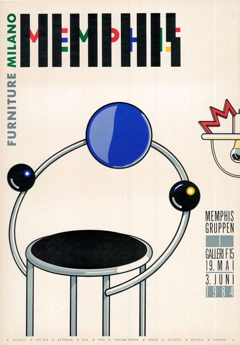 youtreau:  Memphis Exhibition poster (1984) Memphis Furniture, Memphis Art, 80s Interior, Memphis Milano, Memphis Design, Design Movements, Exhibition Poster, Art Movement, Postmodernism