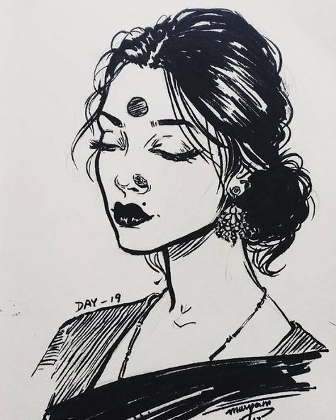 INKtober 2017 day-18 Ink Portrait Drawing Faces, Brush Pen Portrait, Aesthetic Pen Sketches, Pen Drawing Ideas Creativity Sketchbooks, Pen Sketches Face, Face Drawing Female, Sketch With Black Pen, Pen Art Drawings Creative, Sketch Pen Drawings