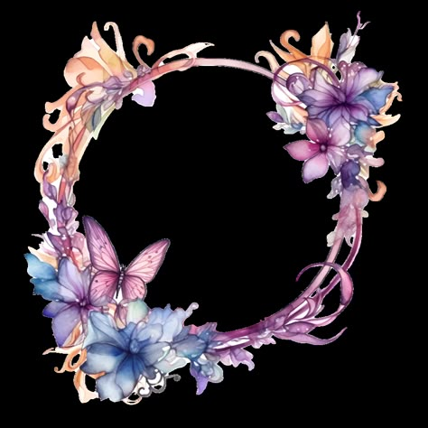 Butterfly Frames And Borders, Borders And Frames Flowers, Floral Circle Frame Design, Circle Frame Aesthetic, Butterfly Frame Background, Free Borders And Frames, Flower Circle Border, Circle Border Design, Floral Circle Border