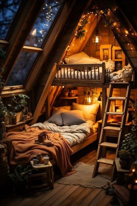 Dream Cabin, Fantasy Rooms, Aesthetic Cozy, Dream House Rooms, Cozy Room Decor, Aesthetic Rooms, The Attic, Dream Room Inspiration, Dream House Interior