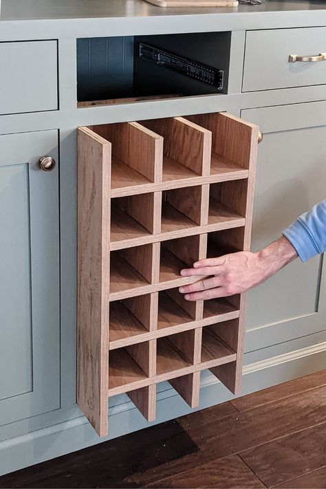 Wine Pull Out Drawer, Small Pantry With Wine Fridge, Wine Rack In Cabinet Built Ins, Wine Rack In Kitchen, Water Bottles Storage, Make A Wine Rack, Wine Rack Inspiration, Kitchen Cabinet Wine Rack, Wine Rack Uses