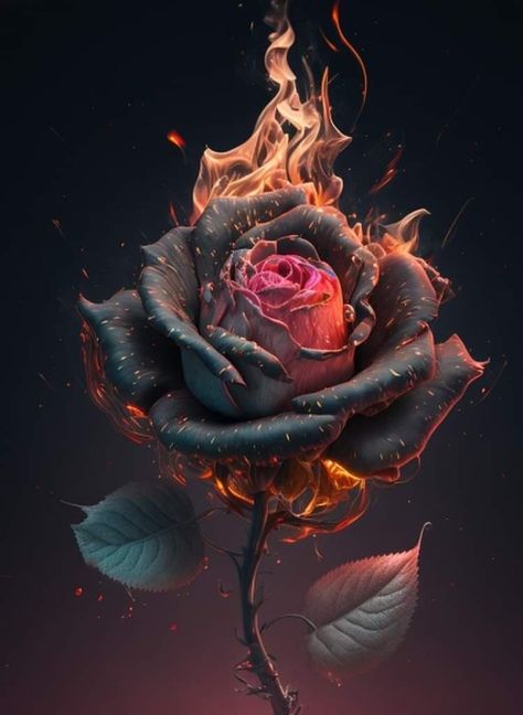 Rose On Fire, Illusion Photography, Burning Rose, Spain Photography, Flame Art, Photography Painting, Love Background Images, Art Texture, Rose Art