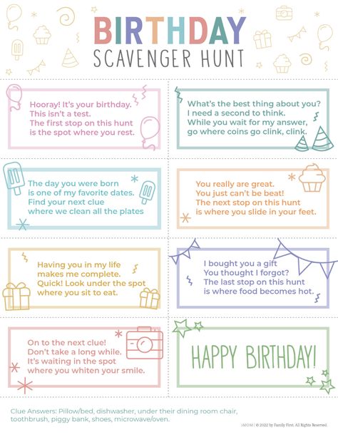 Scavenger Hunt Ideas For Birthday, Scavenger Hunt Birthday Ideas, Scavenger Hunt Kids, Scavenger Hunt For Birthday Party, Scavenger Birthday Hunt Ideas, Scavenger Hunt Party Birthday, Bday Scavenger Hunt Ideas, Scavenger Hunt Party Ideas, Kids Scavenger Hunt Ideas