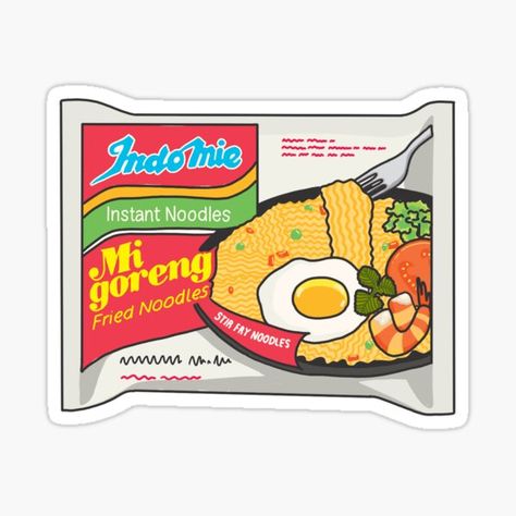 Indomie Cartoon, Mie Aesthetic, Snacks Stickers, Noodles Sticker, Paper Squishies, Mi Goreng, Anime Alien, Noodle Dish, Fried Noodles