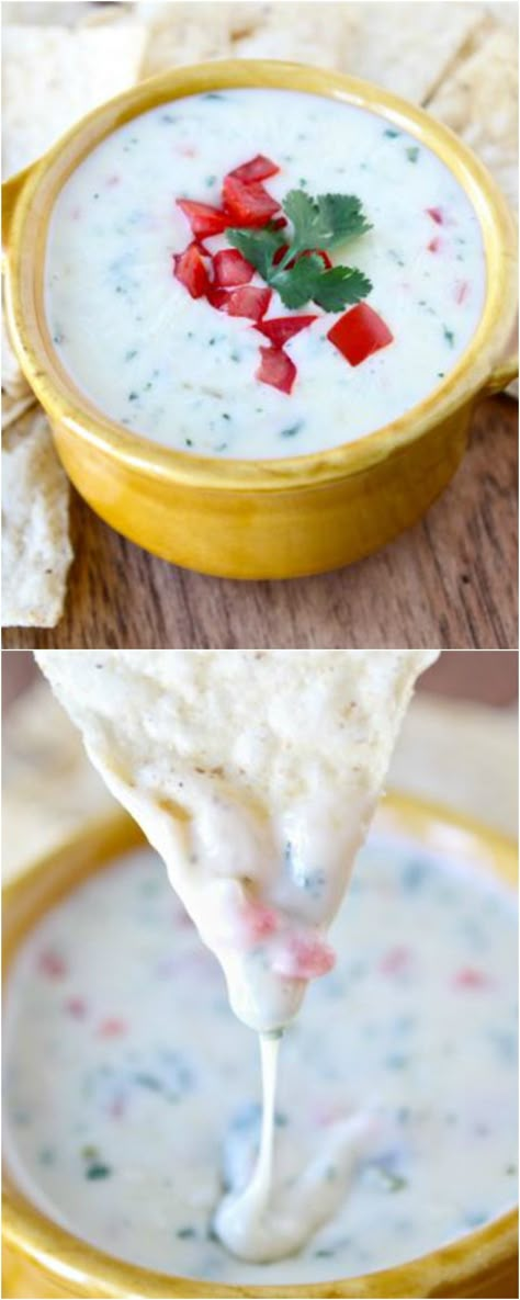 Queso Dip Recipe on twopeasandtheirpod.com A MUST for game day! Everyone loves this easy and cheesy dip! Cheese Dip Queso, Quest Dip, Best Dips, Easy Cheese Dip, Queso Dip Recipe, White Queso, Queso Dip Recipes, Cheesy Dip, Queso Dip