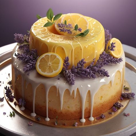 Lemon Lavender Honey Cake Beekeepers Lemon Lavender Cheesecake, Lavender Honey Cake, Lemon Lavender Cake, Honey Baking, Lavender Wedding Cake, Honey Cake Recipe, Lavender Cake, Lavender And Lemon, Culinary Lavender