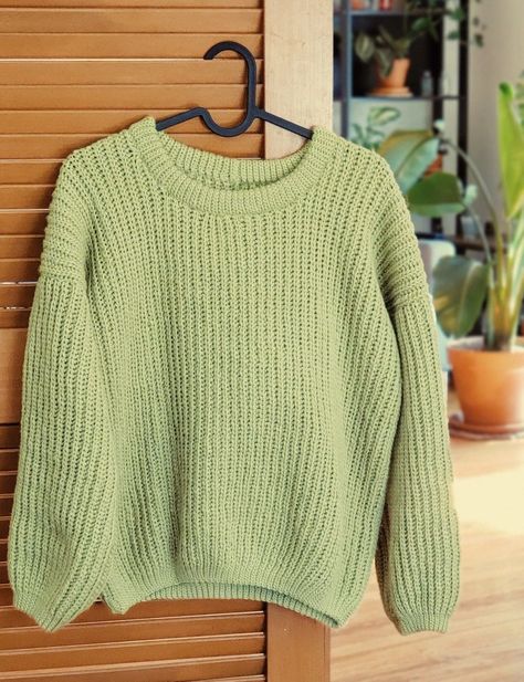 Crochet Samantha Sweater Pattern PDF - Includes Pictures Green Crochet Jumper, Thick Crochet Sweater, Green Sweater Crochet, Knit Look Crochet Sweater, Crochet Baggy Sweater, Oversized Crochet Sweater Pattern, Simple Crochet Sweater, Green Crochet Sweater, Crochet Oversized Sweater