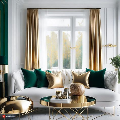 26 Gold, White, Black,And Emerald Green Living Room Decor Emerald Green White And Gold Living Room, Emerald House Decor, Green Black Gold Living Room, Emerald Green And Black Living Room, Dark Green And Gold Living Room, Emerald Green And Gold Living Room, Emerald Green Living Room Decor, Emerald Green Room, Green And Gold Living Room