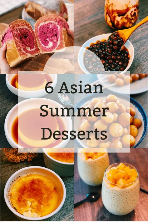 Here are 6 easy and delicious Asian dessert recipes you need to try this summer! Summer Asian Recipes, Easy Asian Desserts Simple, Healthy Asian Desserts, South Asian Desserts, Vegan Asian Dessert Recipes, Asian Inspired Dessert Recipes, Japanese Summer Recipes, South East Asian Desserts, Easy Chinese Desserts