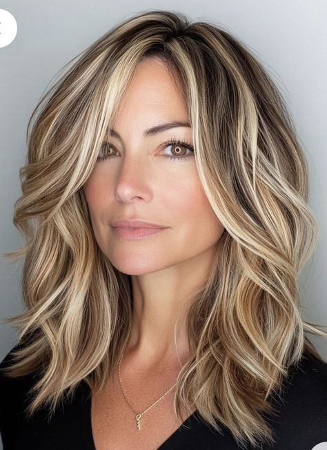 Medium Length With Layers, Blonde Medium Length Haircut, Grey Blending, Mom Haircuts, Medium Layered, Hair Affair, Haircuts For Medium Hair, Hair Color And Cut, Medium Hair Cuts