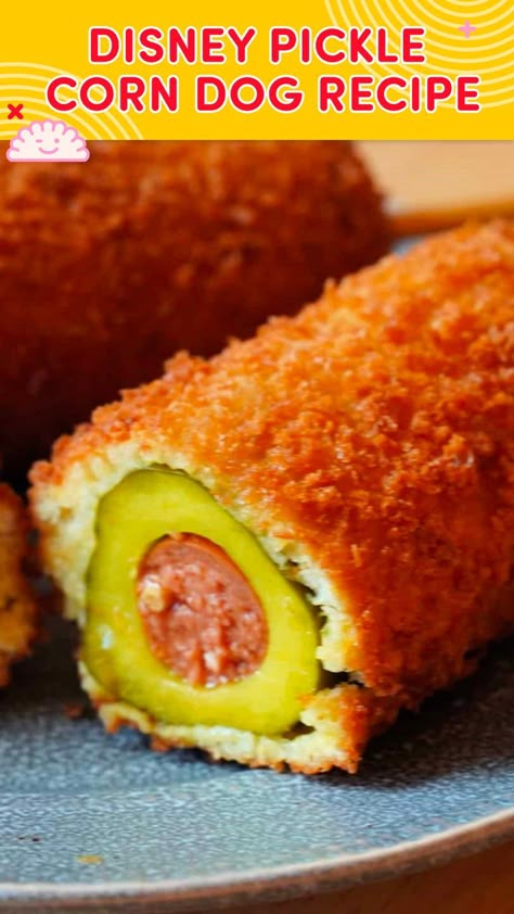 Pickle Corn Dog, Corn Dog Recipe, Pickled Corn, Homemade Corndogs, Corndog Recipe, Hot Dogs Recipes, Carnival Food, Batter Recipe, Corn Dog