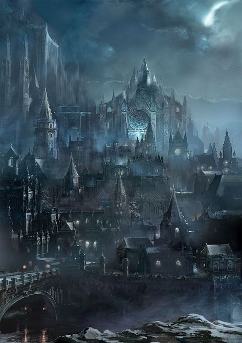 Bloodborne Art, Dark Castle, Dark Souls 3, Dark Souls Art, Landscape Concept, Dark City, 다크 판타지, Fantasy City, Fantasy Castle