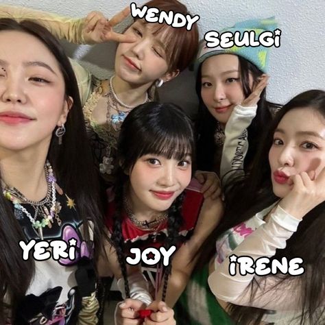 rv group photo with name Red Velvet Group Photo With Names, Red Velvet Members Names, Red Velvet Group Photo, Red Velvet Group, Red Velvet Members, Jpop Idols, Group Photo, Group Photos, Kpop Groups