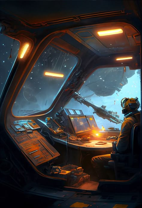 Future Space, Cyberpunk Spaceship, Fantasy Spaceship, Cyberpunk Spaceship Interior, Starfield Concept Art, Space Ships Interior Concept Art, Space Cockpit, Cyberpunk City Concept Art, Futuristic Cockpit