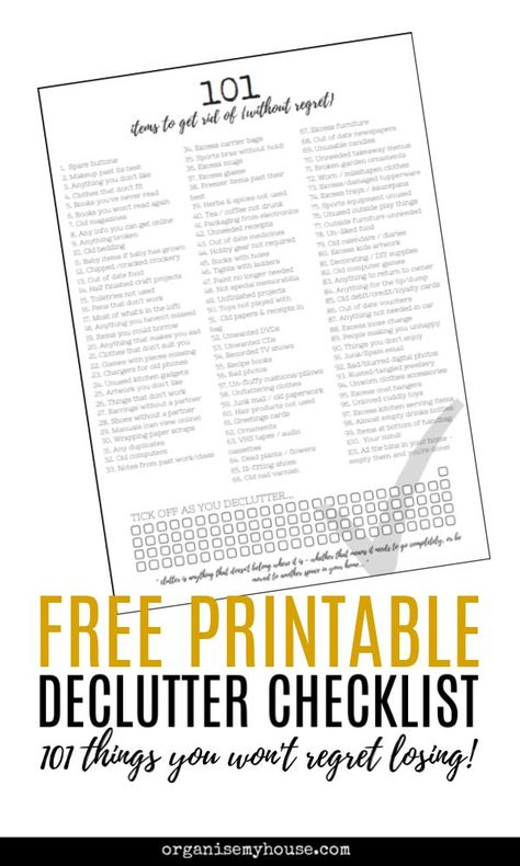 I cannot wait to get started on decluttering my home, and this free printable checklist for items to get rid of will really help. Thank you so much! #freeprintabledeclutterchecklist #decluttering #declutter #clutterfree Declutter Checklist Printables, Declutter List, Clearing Out Clutter, Organizational Printables, Declutter Checklist, Decluttering Inspiration, Declutter Home, Clutter Free Home, Clutter Organization