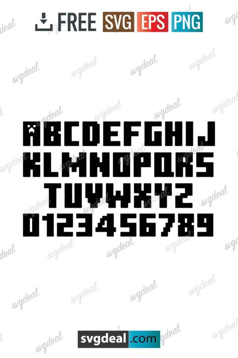 Free SVG Files Minecraft Svg Files Free, Free Minecraft Svg Files For Cricut, Minecraft Font, Free Svg Fonts, Svg Fonts, Font Alphabet, Party Invite Design, Minecraft Stuff, Minecraft Birthday