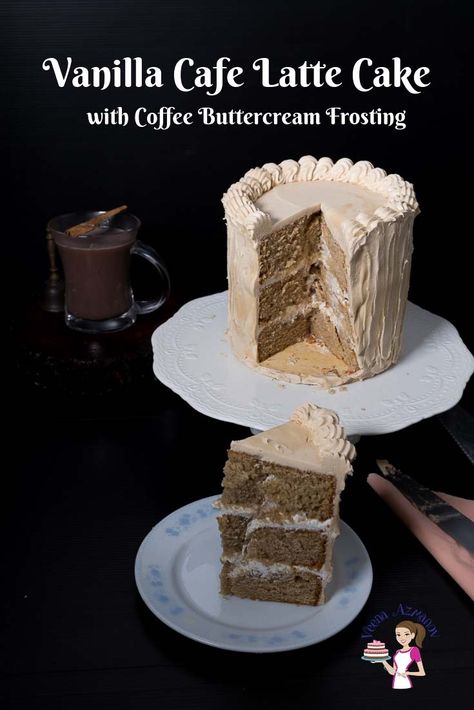 Coffee Layer Cake, Latte Cake, Cake With Coffee, Espresso Cake, Coffee Buttercream, Cake Cafe, Cake Coffee, Sour Cream Coffee Cake, Flavored Coffee