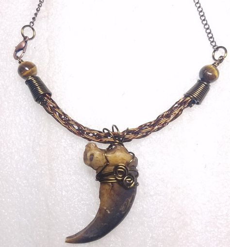 Bear Facts, Knit Necklace, Bear Claw Necklace, Wood Resin Jewelry, Knitted Necklace, Claw Necklace, Viking Knit, Bear Claw, Bear Claws