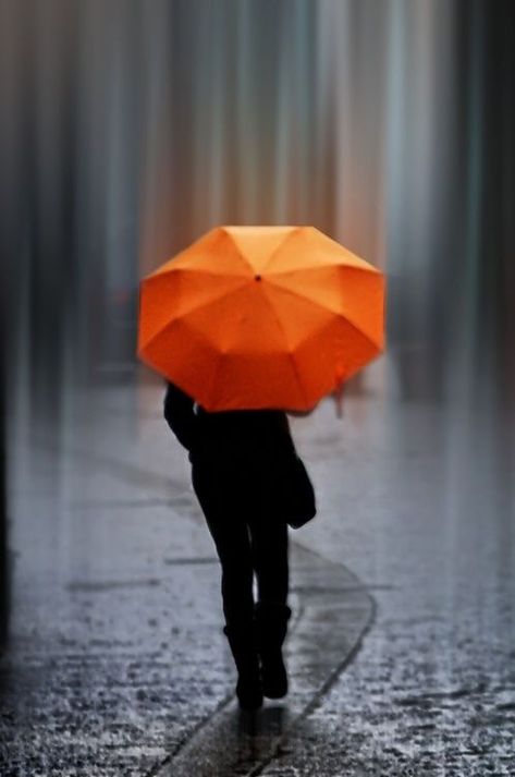 People In Black And White, Orange Umbrella, Rainy Day Aesthetic, Rainbow Rain, Day Aesthetic, Full Life, Under My Umbrella, Walking In The Rain, Break Time