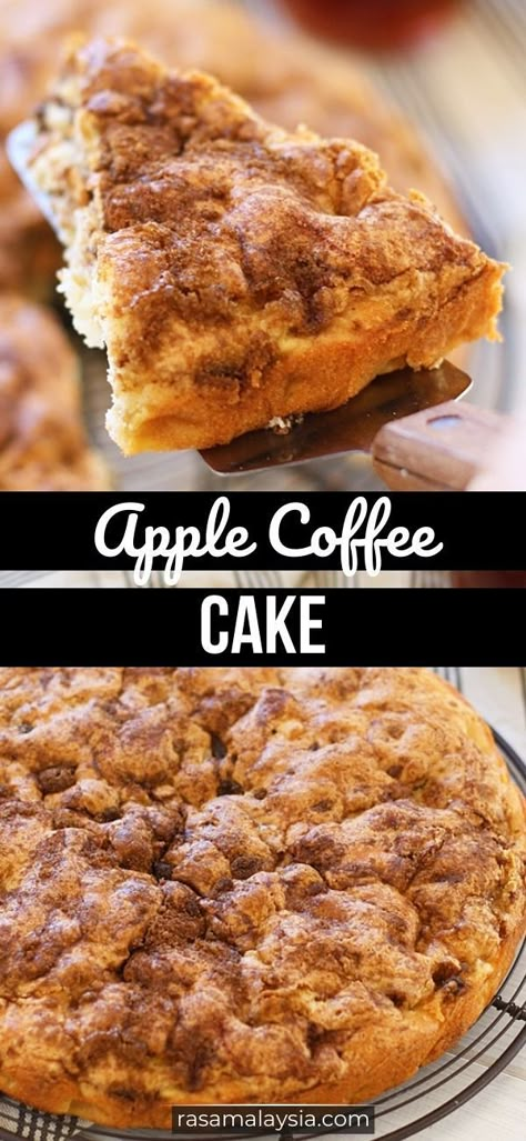 Apple Coffee Cake - sweet and decadent coffee cake loaded with apple, this cake is super easy to bake and perfect with tea or coffee. Apple Coffee Cake, Apple Coffee, Apple Coffee Cakes, Cinnamon Coffee Cake, Diy Easy Recipes, Torte Cupcake, Coffee Cake Recipes, Easiest Apples, Coffee Cakes