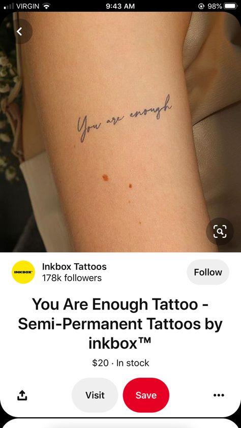 You Are Enough Tattoo, Small Words Tattoo, Cursive Tattoo, Enough Tattoo, Hidden Tattoos, Inkbox Tattoo, Fine Line Tattoo, Line Tattoo, Semi Permanent Tattoo