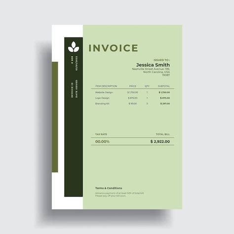 Modern simple and clean invoice design t... | Premium Vector #Freepik #vector #business #sale #template #paper Sales Invoice Design, Olive Background, Invoice Design Template, Sale Template, Invoice Design, Design Template, Premium Vector, Website Design, Logo Design