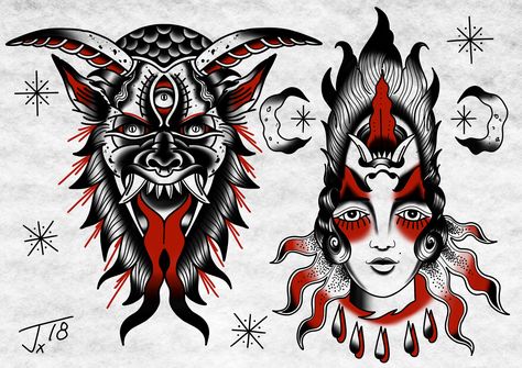 #demon #devil #inus #traditional #tattoo #oldschool #flashart #flashsheet #procreate Satanic Tattoo Design, Traditional Tattoo Black And White, Satanic Tattoos, Traditional Black Tattoo, Devil Tattoo, Demon Tattoo, Flash Tattoo Designs, Tattoo Flash Sheet, Old School Tattoo Designs