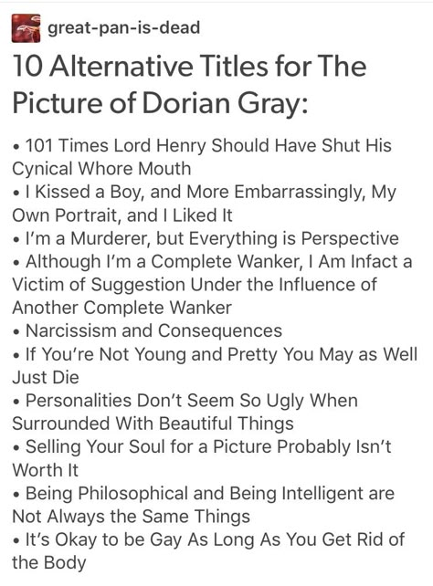 I propose: Nice Gays Finish Last Dorian Gray X Basil Hallward Fanart, A Picture Of Dorian Gray, Dorian Gray Fanart, Oscar Wilde Tattoo, Dorian Gray Aesthetic, The Picture Of Dorian Grey, Fairytale Books, Chapter Titles, Literary Humor