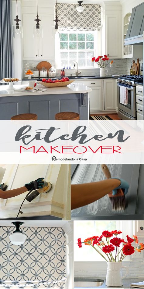 Modern Farmhouse Kitchen Makeover Grey And Red Kitchen Ideas, Red And White Kitchen Ideas, White Kitchen With Red Accents, Red Accent Kitchen, Kitchen Red Accents, Kitchen With Red Accents, Red Kitchen Accents, Modern Farmhouse Kitchen Makeover, Dishwasher Ideas