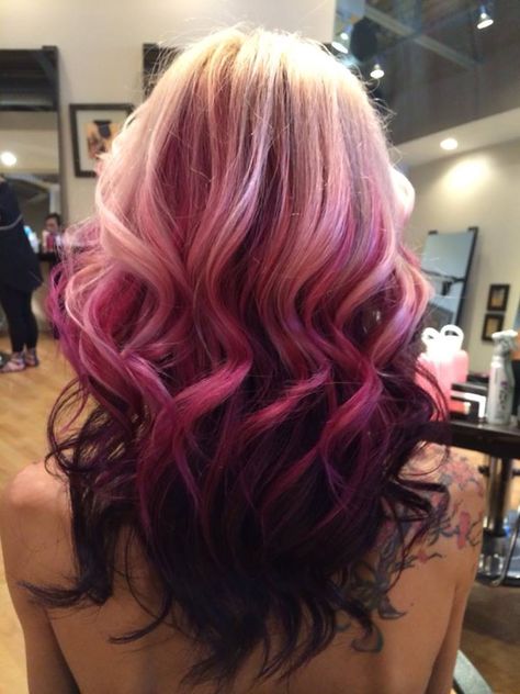 Hair Color Fantasy Ideas, Pastel Hair Ombre, Coloring Styles, Pastel Purple Hair, Pink Blonde, Red Ombre Hair, Magenta Hair, Purple Ombre Hair, Pink Blonde Hair