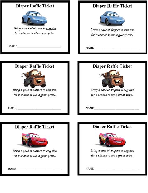 Disney cars diaper raffle ticket. print and cut Disney Cars Baby Shower Ideas, Cars Baby Shower Theme Disney, Cars Baby Shower Theme, Disney Baby Shower Themes, Disney Cars Theme, Raffle Box, Auntie Vibes, Disney Baby Shower, Raffle Ticket