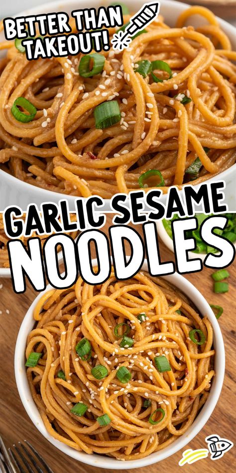 Enjoy the simplicity of Garlic Sesame Noodles, a blend of savory soy sauce, nutty tahini, and aromatic garlic tossed with al dente pasta. Ready in minutes!rn Crispy Garlic Noodles, Sticky Noodles, Garlic Sesame Noodles, Tahini Noodles, Dinner Boards, Sesame Noodles Recipe, Rice Noodle Recipes, Viral Recipes, Asian Meals