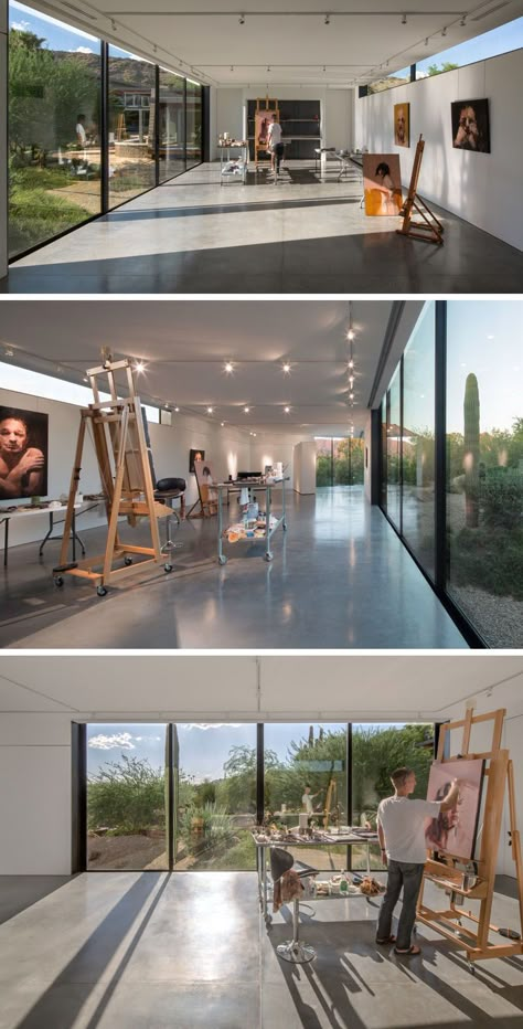 The Little Art Studio By Chen + Suchart | CONTEMPORIST Painting Studio Interior, Art Studios At Home, Art Studio Architecture, Art Gallery Exterior, Art Gallery Architecture, Modern Art Studio, Home Art Studios, Bright White Interior, Backyard Art Studio