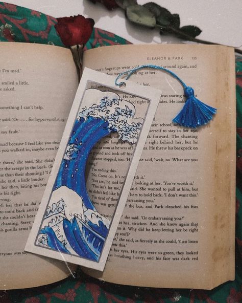 Material used: Water paints. Ideas For School Projects, Water Paints, Eleanor And Park, Bookmark Ideas, Japanese Waves, The Great Wave, Diy Water, Diy Bookmarks, Resin Ideas