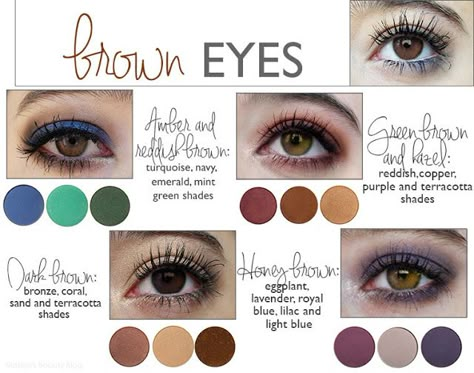 Mateja's Beauty Blog: Colours that Emphasize your Eyes Color Wheel Brown, Eyeshadow Brown Eyes, Make Up Yeux, Brown Eyes Pop, Hazel Eye Makeup, Makeup Color Wheel, Cute Eyeshadow Looks, Eyeshadow For Blue Eyes, Eyeshadow For Brown Eyes