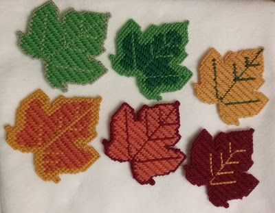 Butterfly of Four : Fall Leaves Plastic Canvas Coasters and Door Decor... Plastic Canvas Leaf Patterns, Fall Plastic Canvas Patterns, Plastic Canvas Fall, Plastic Canvas Patterns Free Printable, Seaside Crafts, Canvas Coasters, Plastic Canvas Coasters, Plastic Canvas Stitches, Plastic Canvas Ornaments