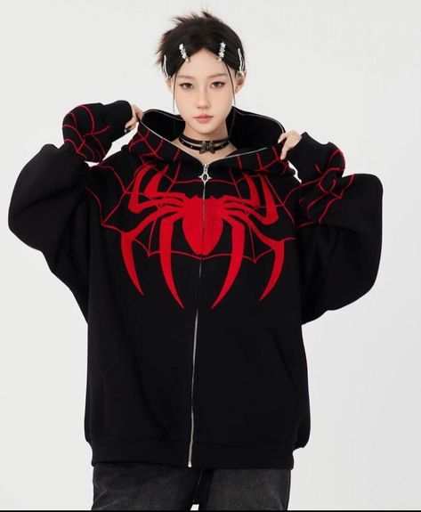 Autumn Couple, Spiderman Hoodie, Spiderman Outfit, Spider Hoodie, Oversized Zip Up Hoodie, Christmas Jacket, Baseball Fashion, Ladies Short Jackets, Streetwear Jackets