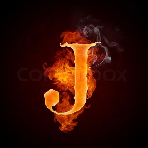 Stock image of 'Fire Letter J Isolated on Black Background' The Letter J, Letter J, Black Background, Fortnite, Iphone