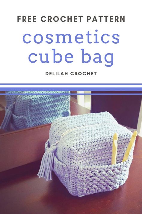 Crochet Cube Bag, Crochet Toiletry Bag Free Pattern, Makeup Crochet Bag, Crochet Toiletry Bag, Crochet Makeup Bag Pattern Free, Crochet Makeup Pouch, Crochet Makeup Bag Pattern, Crochet Cube, Crochet Bag Free Pattern