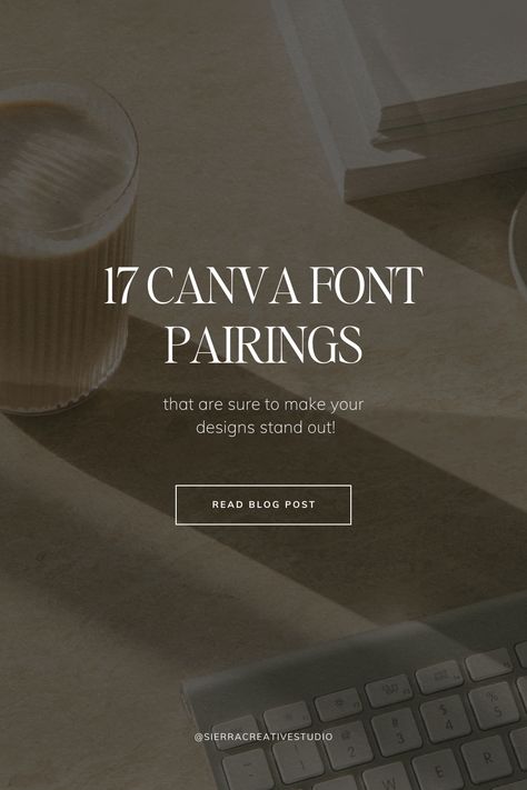 Discover beautiful Canva font pairings that will breathe new life into your business graphics. We've handpicked the most stunning fonts that work perfectly together, creating a cohesive and captivating design. Explore these font inspiration ideas and take your visuals to the next level. Sophisticated Font Pairings, Logo Font Pairings, Clean Font Pairings, Trendy Fonts Canva, Dark Academia Canva Fonts, Cottagecore Fonts Canva, Font Pairs Canva, Best Canva Fonts Pairing, Canva Pairing Fonts