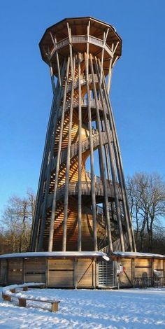 Wooden Tower Architecture, Viewing Tower, Lausanne Switzerland, Lookout Tower, Building Information Modeling, Tower Design, Watch Tower, Stairway To Heaven, Cad Design