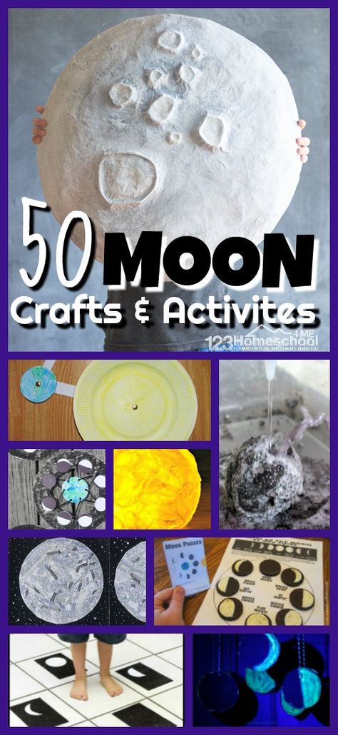 50 Moon Crafts & Activities for Kids - so many relayl neat and EPIC ideas for teachking kids about the moon, moon phases and more including tons of crafts for kids and moon projects for toddler, preschool, prek, kindergarten, first grade, and 2nd grade students #mooncrafts #moonforkids #craftsforkids #kidsactivities #preschool #kindergarten Moon Crafts For Kids, Montessori Astronomy, Moon For Kids, Letter M Activities, 123 Homeschool 4 Me, Moon Activities, Homeschooling Preschool, Solar System Projects, Moon Projects