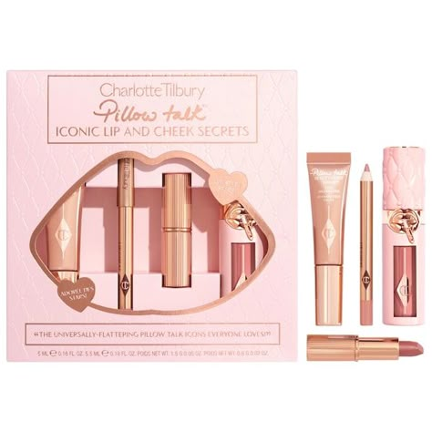 Pillow Talk Iconic Lip & Cheek Secrets Set - Charlotte Tilbury | Sephora Florida Packing List, Florida Packing, Charlotte Tilbury Pillow Talk, Light Grey Leggings, Patch Pillow, Make Up Collection, Christmas Haul, Face Kit, Magic Gift