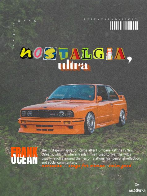 Frank Ocean Nostalgia Ultra Poster, Frank Ocean Nostalgia Ultra, Nostalgia Ultra, Album Wall, Wall Pics, Room Stuff, Frank Ocean, Mixtape, Wall Collage