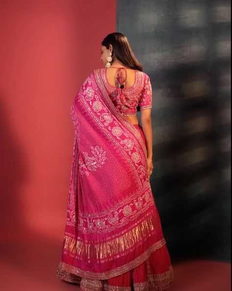 RANI PINK LEHENGA Indulge in regal charm with our Rani Pink Lehenga. Adorned with mirror, goat, and katdana embroidery, this masterpiece exudes elegance. The vibrant pink hue adds royalty, while the intricate work dazzles with every movement. Perfect for special occasions, it's a timeless symbol of grace and beauty. Worldwide free shipping Contact us: +91-7976261840 Email: Epicsaree@gmail.com Website: www.epicsaree.com Store Location: Epic Saree Holi ka circle, pushkar road, near shiv mandi... Roka Outfits, Bandhani Lehenga, Sabyasachi Lehenga Bridal, Saree Borders, Gota Embroidery, Chaniya Choli Designs, Heavy Lehenga, Dupatta Border, Bridal Skirt